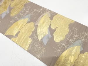地紙に雲・唐花模様織り出し　袋帯